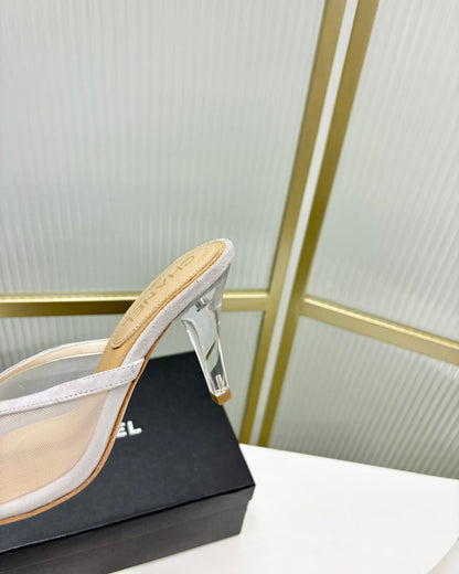 HIGH HEEL PEEP TOE IN WHITE BREATHABLE MESH