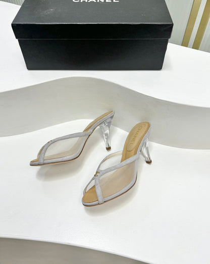 HIGH HEEL PEEP TOE IN WHITE BREATHABLE MESH