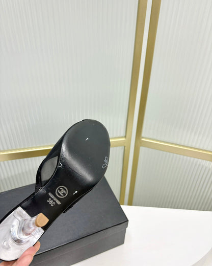 HIGH HEEL PEEP TOE IN BLACK BREATHABLE MESH