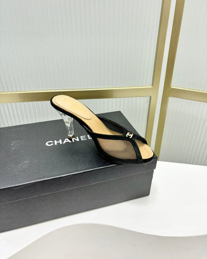 HIGH HEEL PEEP TOE IN BLACK BREATHABLE MESH