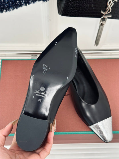 LP REBECCA BALLET FLATS BLACK WAXED LEATHER