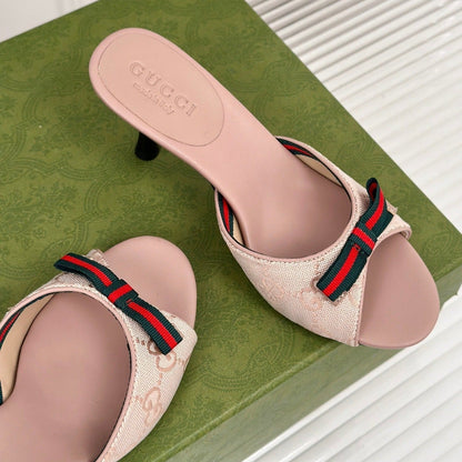 GG Vintage High Heel Slippers Pink Blush