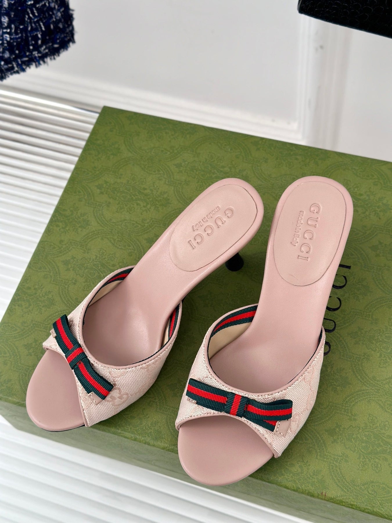 GG Vintage High Heel Slippers Pink Blush