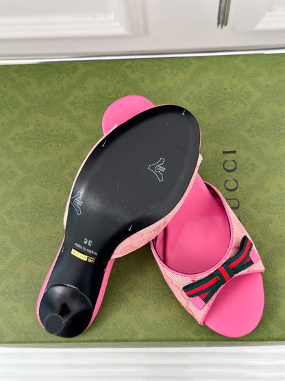 GG Vintage High Heel Slippers Pink