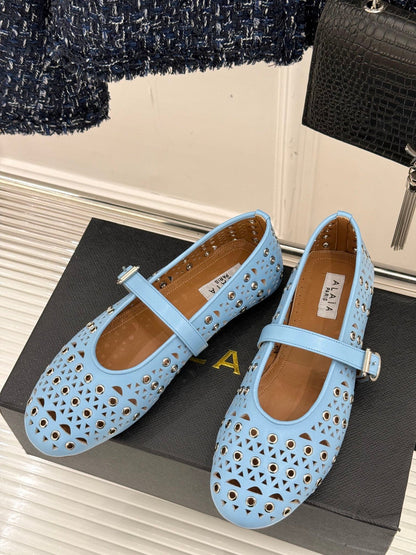 MARY JANE IN LIGHT BLUE CALFSKIN