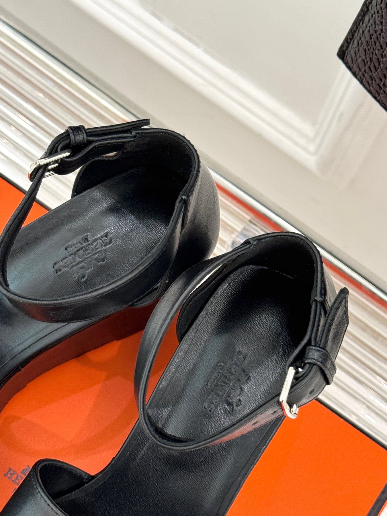 ILLUSION 35 SANDAL IN BLACK CALFSKIN