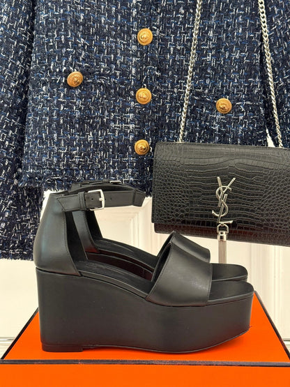 ILLUSION 35 SANDAL IN BLACK CALFSKIN