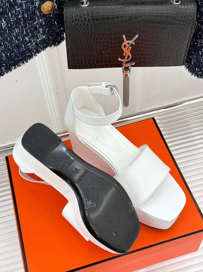 ILLUSION 35 SANDAL IN WHITE CALFSKIN