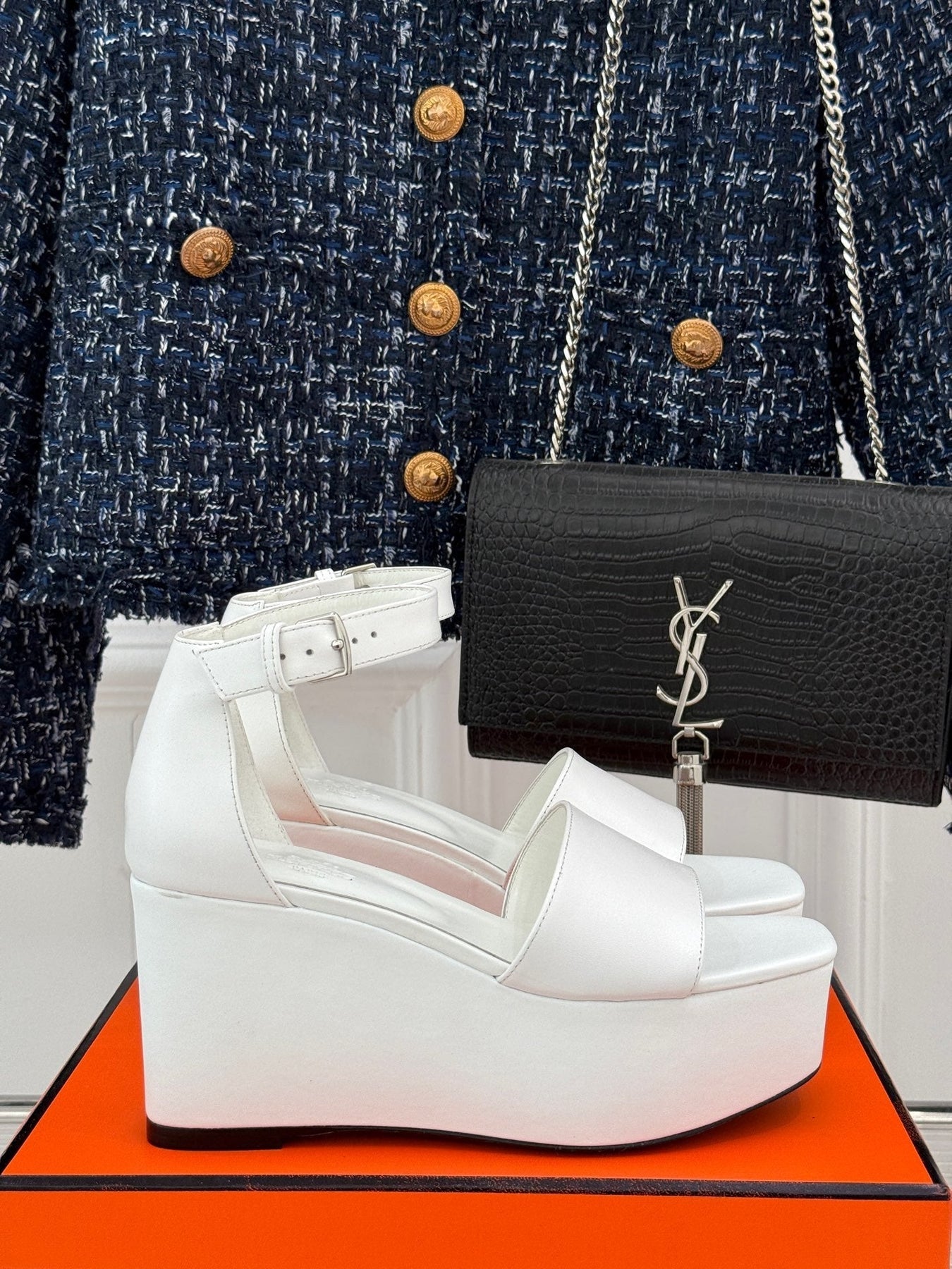 ILLUSION 35 SANDAL IN WHITE CALFSKIN