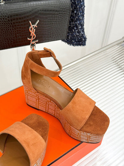 ILLUSION 35 SANDAL IN VIVID ORANGE SUEDE WITH RHINESTONE DETAILS
