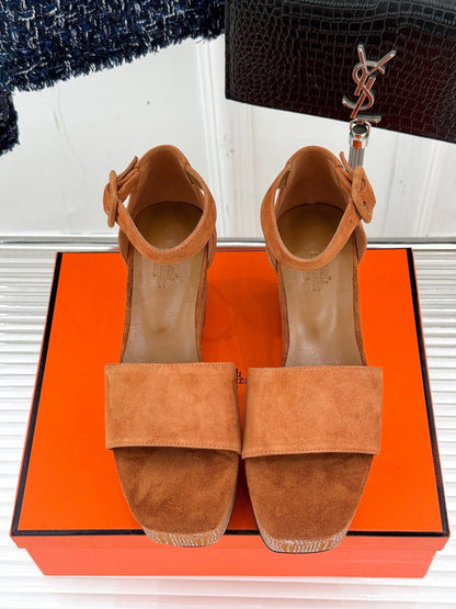 ILLUSION 35 SANDAL IN VIVID ORANGE SUEDE WITH RHINESTONE DETAILS