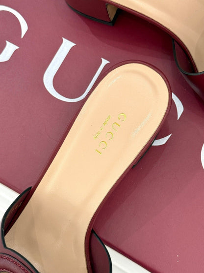 MID-HEEL MULE IN RED CALFSKIN