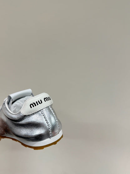 PLUME NAPPA SNEAKERS IN SILVER LAMBSKIN