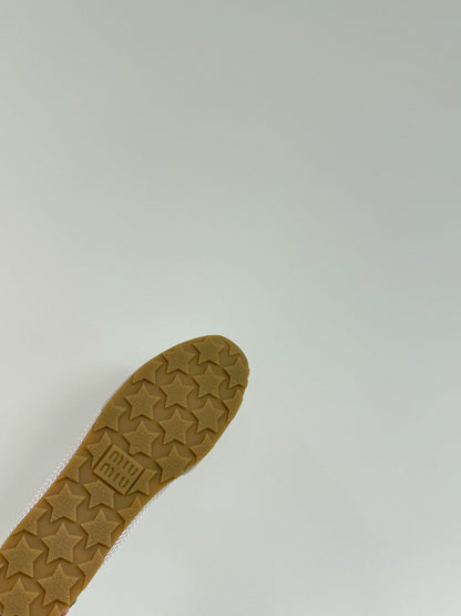 RETRO SNEAKERS IN PASTEL PINK MESH AND SUEDE