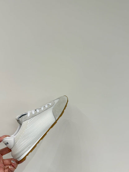 RETRO SNEAKERS IN BEIGE MESH AND SUEDE