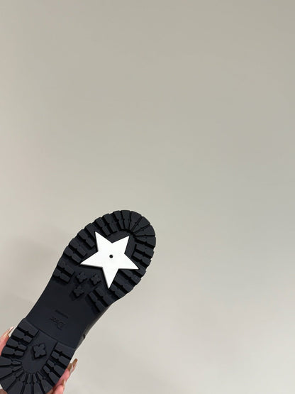 D-MAJOR BOOT TAUPE AND BLACK TECHNICAL FABRIC AND BLACK CALFSKIN