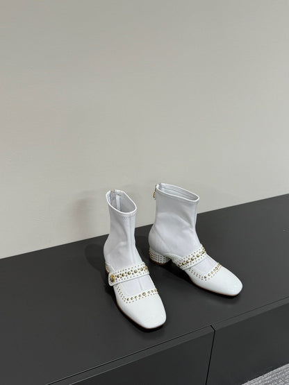 BELLE-D HEELED ANKLE BOOT WHITE PATENT CALFSKIN