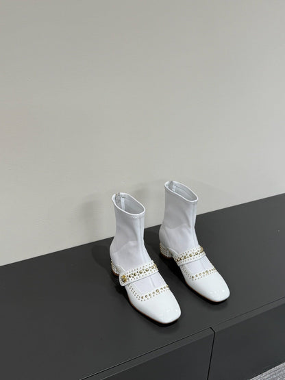 BELLE-D HEELED ANKLE BOOT WHITE PATENT CALFSKIN