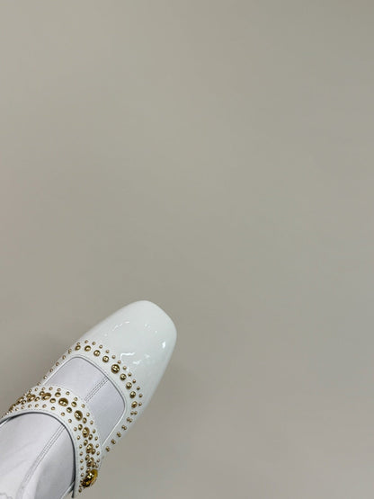 BELLE-D HEELED ANKLE BOOT WHITE PATENT CALFSKIN