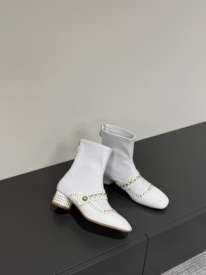 BELLE-D HEELED ANKLE BOOT WHITE PATENT CALFSKIN
