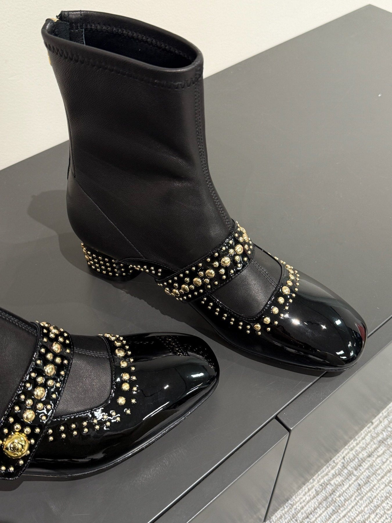 BELLE-D HEELED ANKLE BOOT BLACK PATENT CALFSKIN