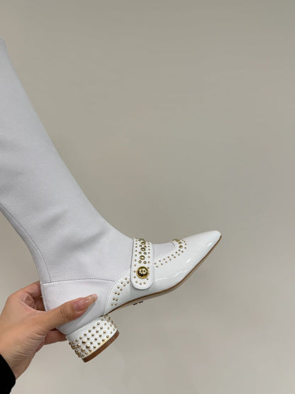 BELLE-D HEELED BOOT WHITE PATENT CALFSKIN