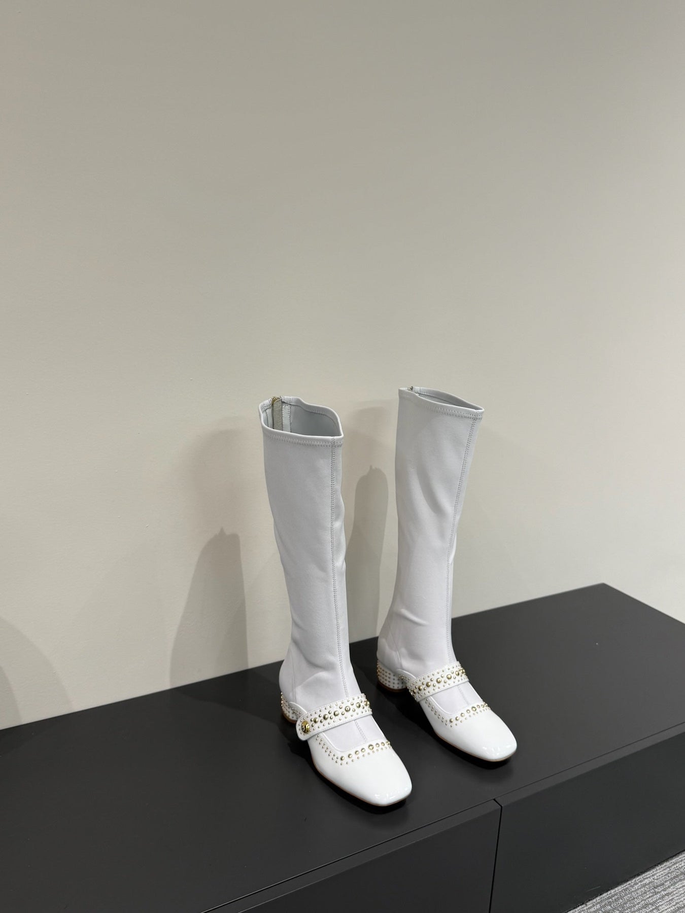 BELLE-D HEELED BOOT WHITE PATENT CALFSKIN