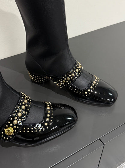 BELLE-D HEELED BOOT BLACK PATENT CALFSKIN