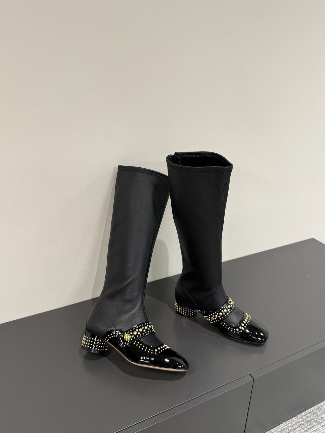 BELLE-D HEELED BOOT BLACK PATENT CALFSKIN