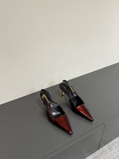LEE SLINGBACK PUMPS 75 MM IN BURGUNDY RED PATENT CALFSKIN