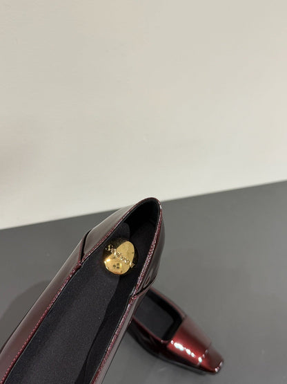 POPPY BALLET FLATS IN GARNET RED GLOSSY LAMBSKIN