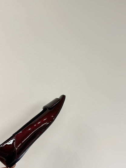 BALLERINA FLATS IN MAHAGANY RED PATENT CALFSKIN