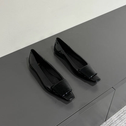 POPPY BALLET FLATS IN BLACK GLOSSY LAMBSKIN