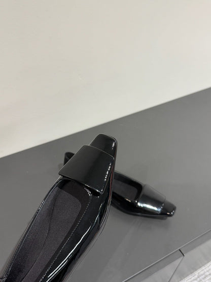 POPPY BALLET FLATS IN BLACK GLOSSY LAMBSKIN