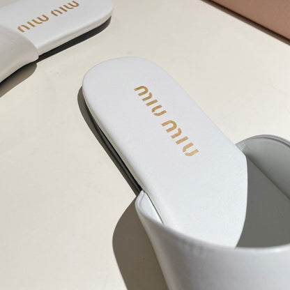 MULES SLIPPERS RETRO WHITE COWHIDE