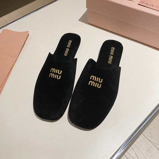 MULES SLIPPERS RETRO BLACK SUEDE