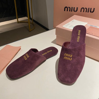 MULES SLIPPERS RETRO REBECCA PURPLE SUEDE