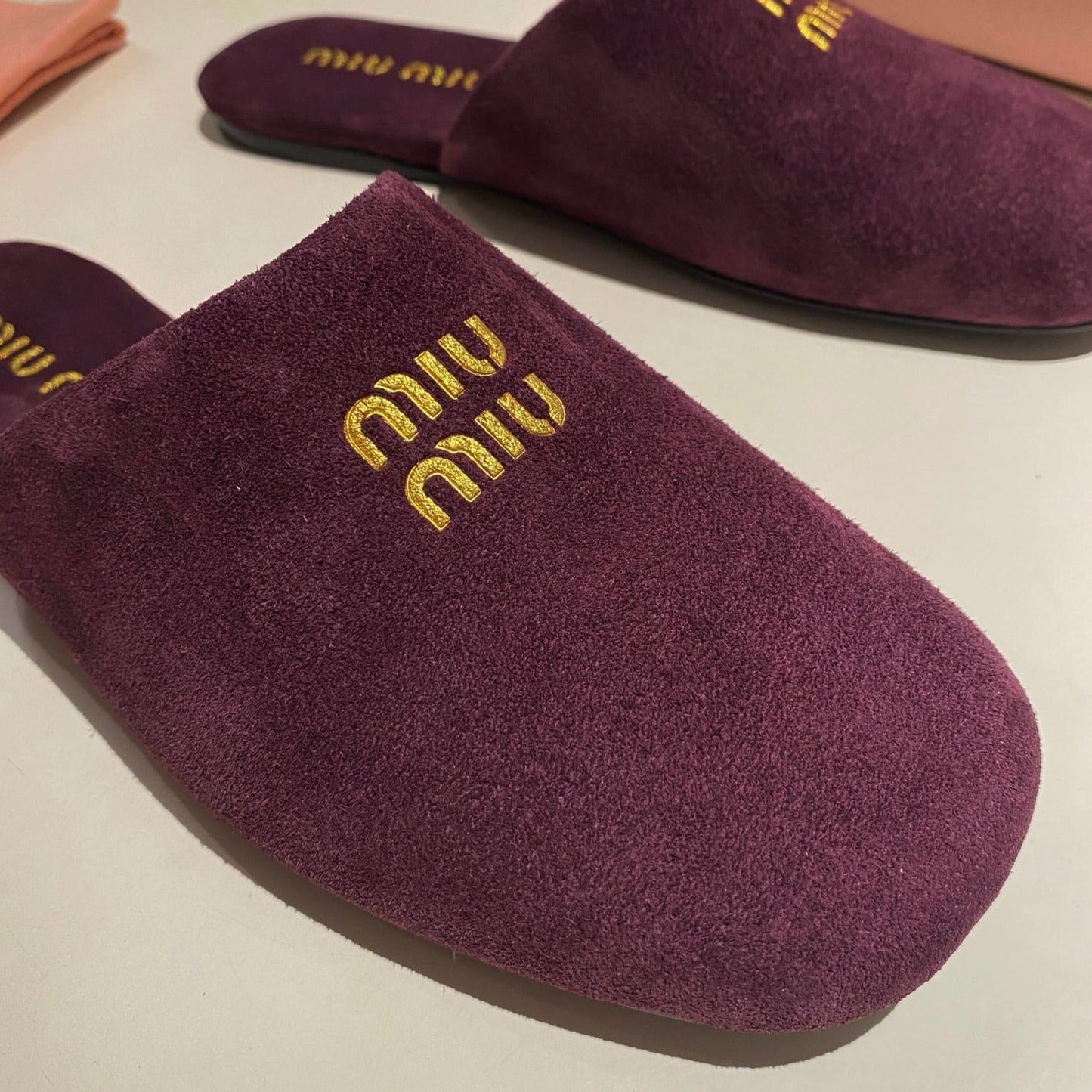 MULES SLIPPERS RETRO REBECCA PURPLE SUEDE