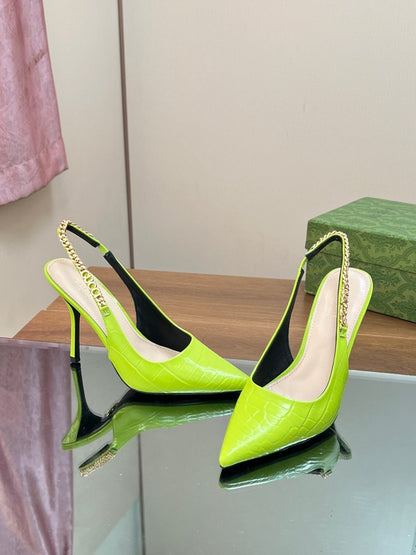 GG SIGNORIA SLINGBACK PUMP CHARTREUSE CALFSKIN