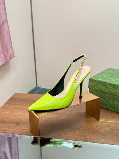 GG SIGNORIA SLINGBACK PUMP CHARTREUSE CALFSKIN