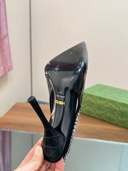 GG SIGNORIA SLINGBACK PUMP BLACK CALFSKIN