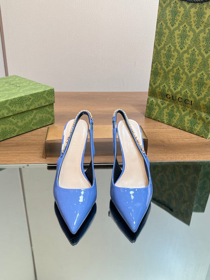 GG SIGNORIA SLINGBACK PUMP SAPPHIRE LAMBSKIN