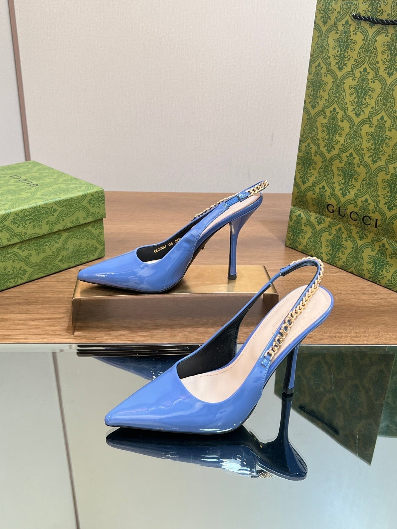 GG SIGNORIA SLINGBACK PUMP SAPPHIRE LAMBSKIN