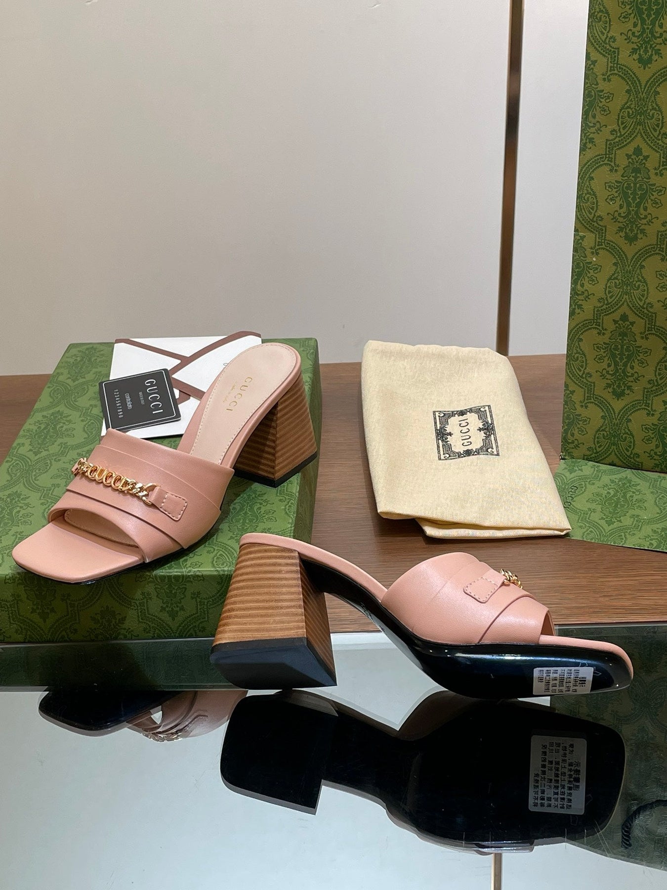 GG SIGNORIA SLIDE SANDAL PASTEL PINK DENIM