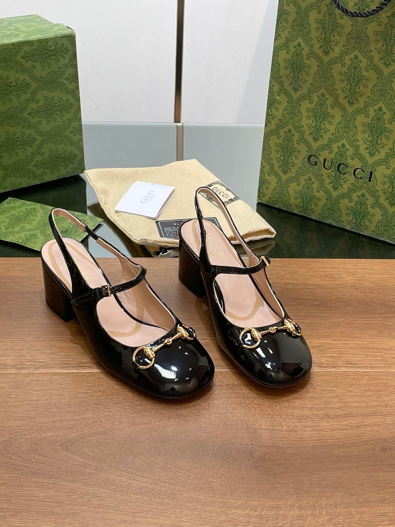 GG HORSEBIT PUMP BLACK LAMBSKIN