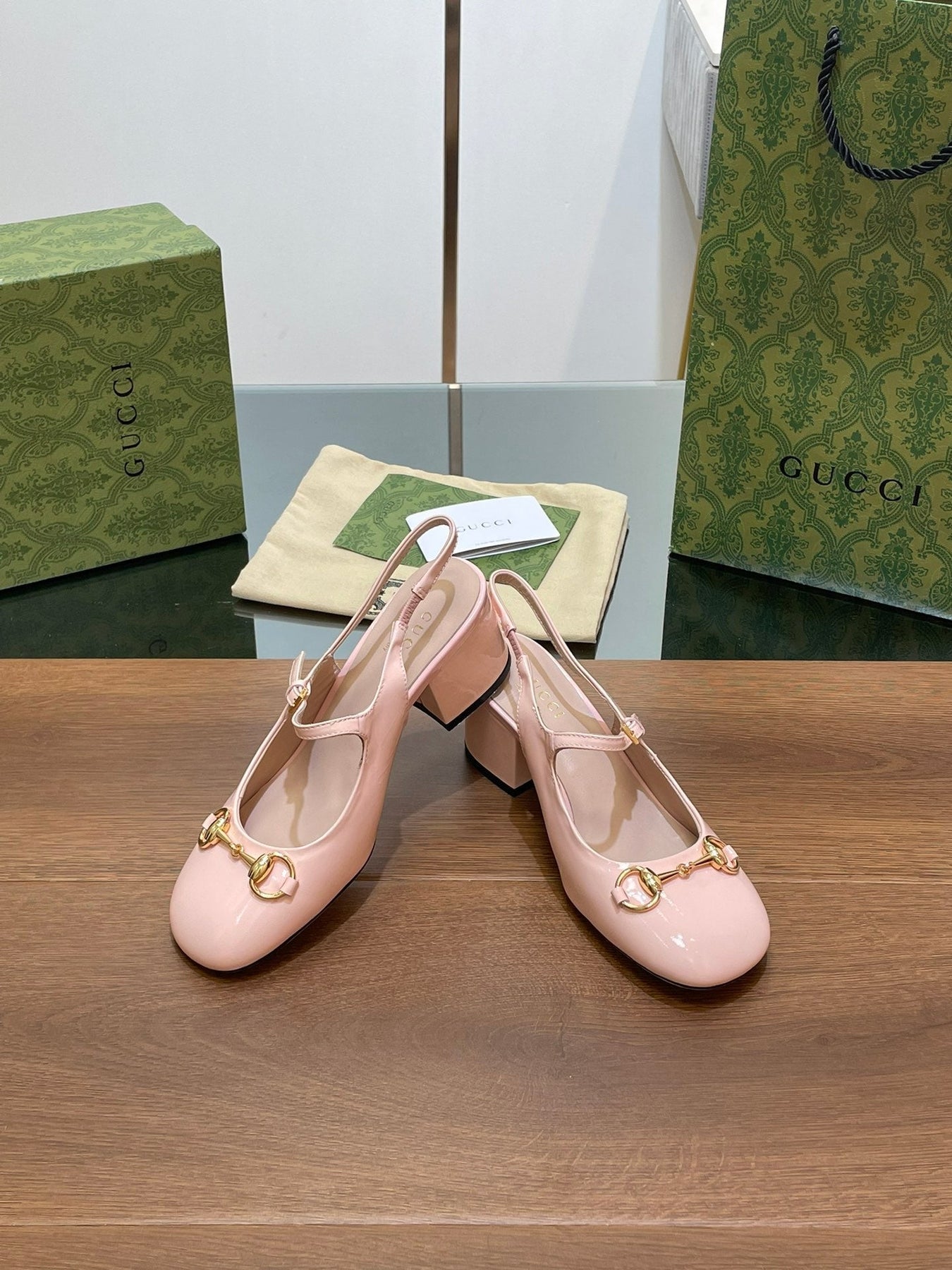 GG HORSEBIT PUMP PASTEL PINK LAMBSKIN