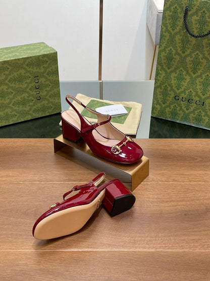 GG HORSEBIT PUMP SCARLET LAMBSKIN