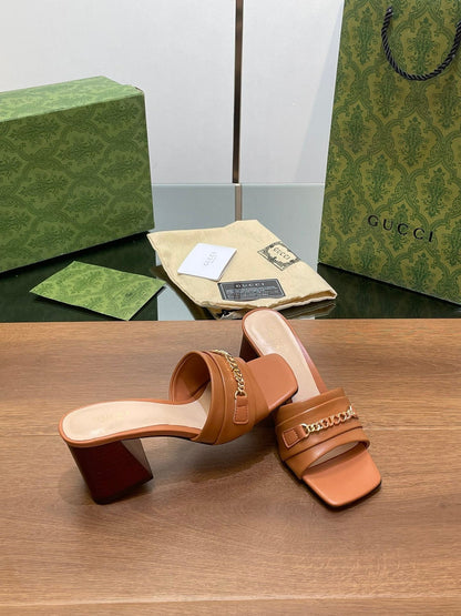 GG SIGNORIA SLIDE SANDAL CARAMEL DENIM