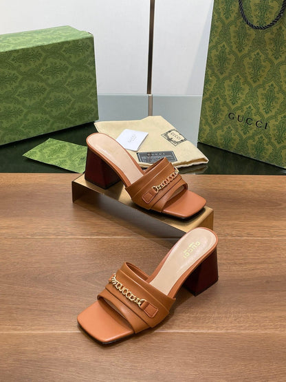 GG SIGNORIA SLIDE SANDAL CARAMEL DENIM