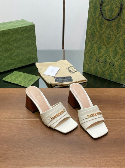 GG SIGNORIA SLIDE SANDAL WHITE DENIM